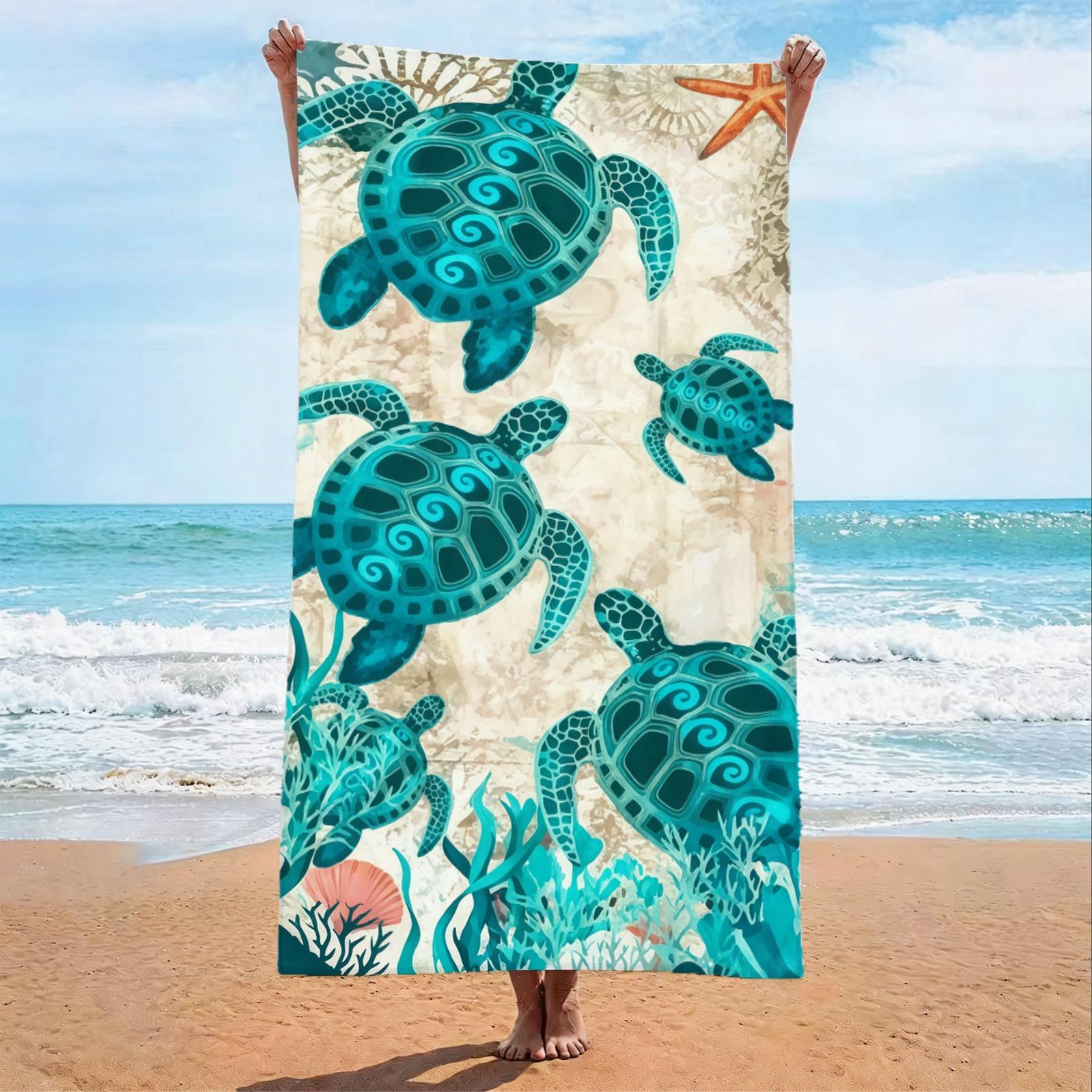 Turtle Pattern Beach Towel, Suitable For Children And Adults For Outdoor, Beach And Travel, Trendy Home And Beach Essentials