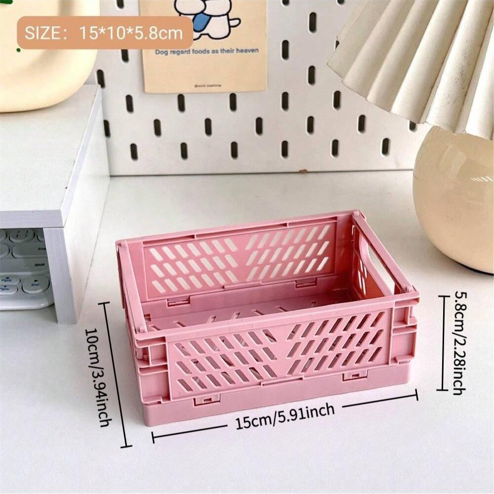 Folding Storage Basket, Collapsible Desktop Organizer, Ideal for Organizing Essentials & Cosmetics, Compact Design for Efficient Space Utilization