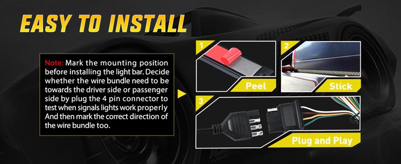 Nilight Truck Tailgate  48" Aluminum Frame Triple Row 780LED with Red Running Brake  White Reverse Red Sequential Turn Signals Strobe #springtok