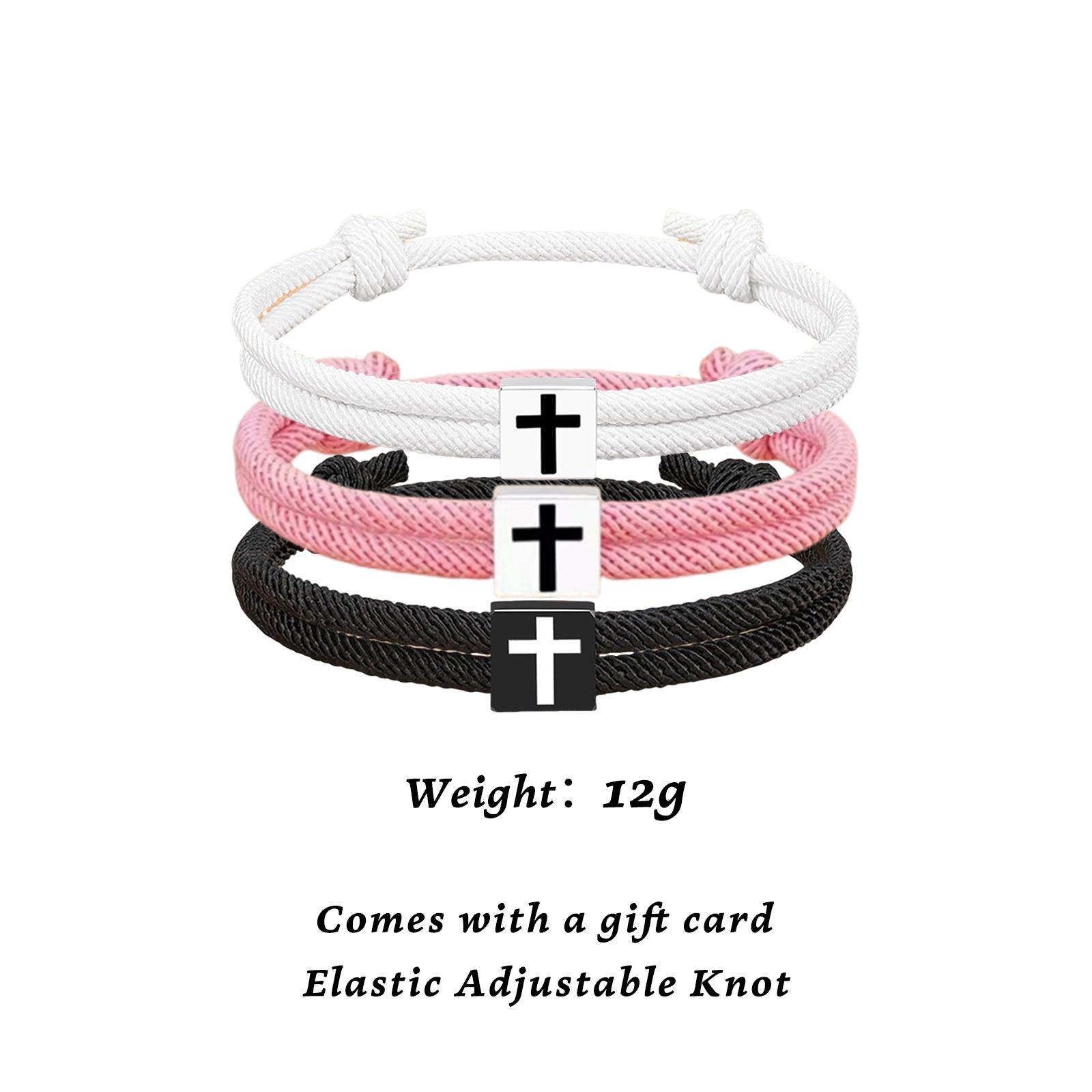 2pcs Adjustable Rope Cross Bracelet Braided Christian Bracelet for Men Women Teen Girls Fashion Jesus Bracelets Christian Baptism Gift