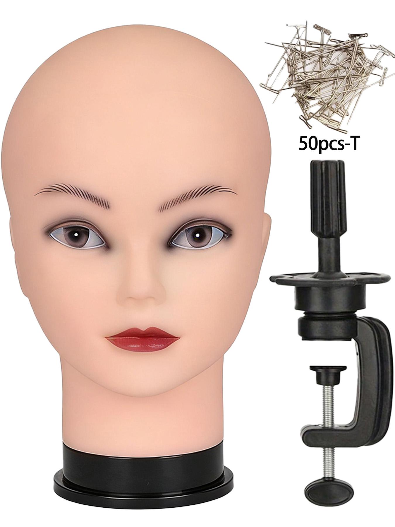 Professional Bald Mannequin Head for Makeup Practice, Wig Display, Hat Helmet Glasses Holder, Includes Free Clip Stand