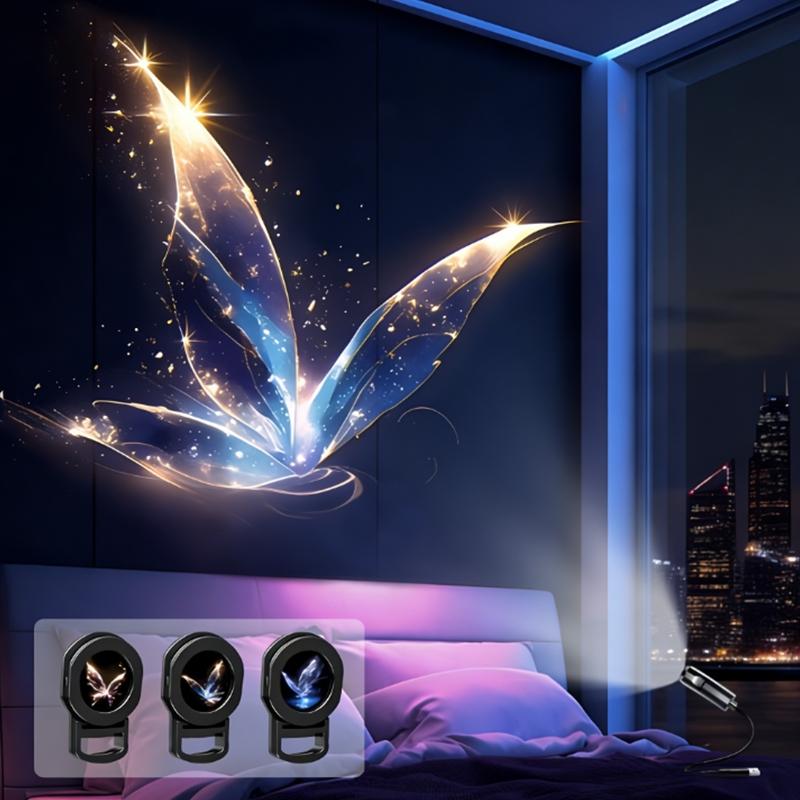 Portable USB Starry Sky Projector Night Light – Galaxy, Ocean Wave Projections for Bedroom Walls & Ceilings, Dynamic Lighting with Whales, Jellyfish & Butterflies, Unisex Birthday Gift for Kids & Adults, Home Decor Ambient Light