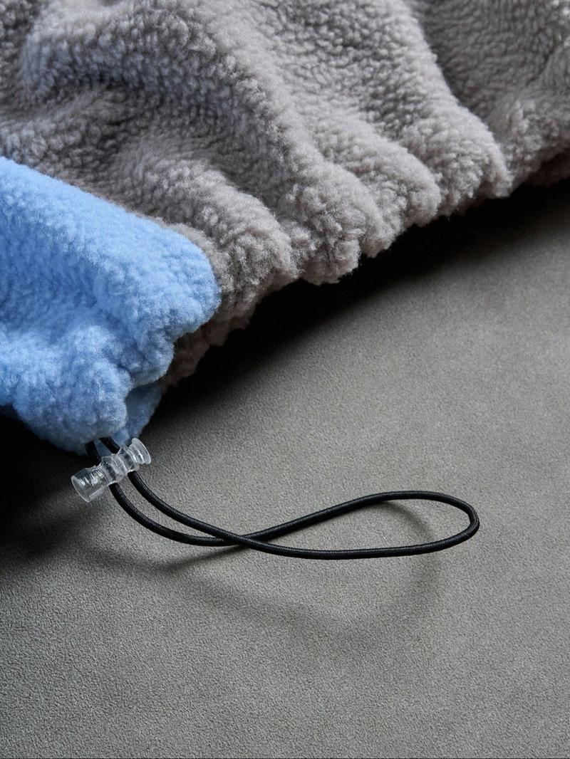 Men's Contrast Color Patchwork Zip Hoodie Jacket, Fall/winter Zipper Short Men's Hooded Sweatshirt, Shark Style Hooded Outerwear