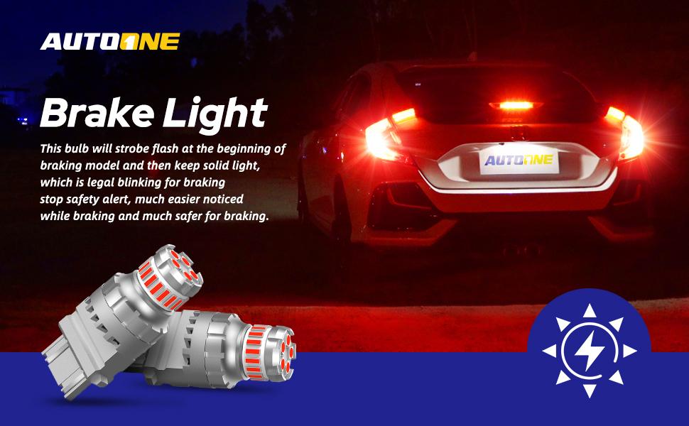 AUTOONE Red LED Blinking Brake Bulb for Tail Light, 600% Brighter Long Life Miniature, CANBUS Non-polarity, 3156/3157/3056/3057/4157/3047/3457, Plug and Play, 7443/7440/7441/992/T20/W21W/7444, Pack of 2 AUTOONE Red LED Blinking Brake Bulb for Tail Light, 600% Brighter Long Life Miniature, CANBUS Non-polarity, 3156/3157/3056/3057/4157/3047/3457, Plug and Play, 7443/7440/7441/992/T20/W21W/7444, Pack of 2