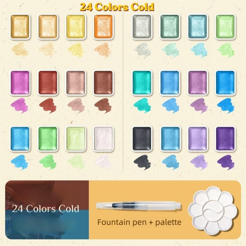 Watercolor Paint Solid Gold Powder Watercolor Painting Set Art Supplies Coloring Materials Fine Gold Glitter