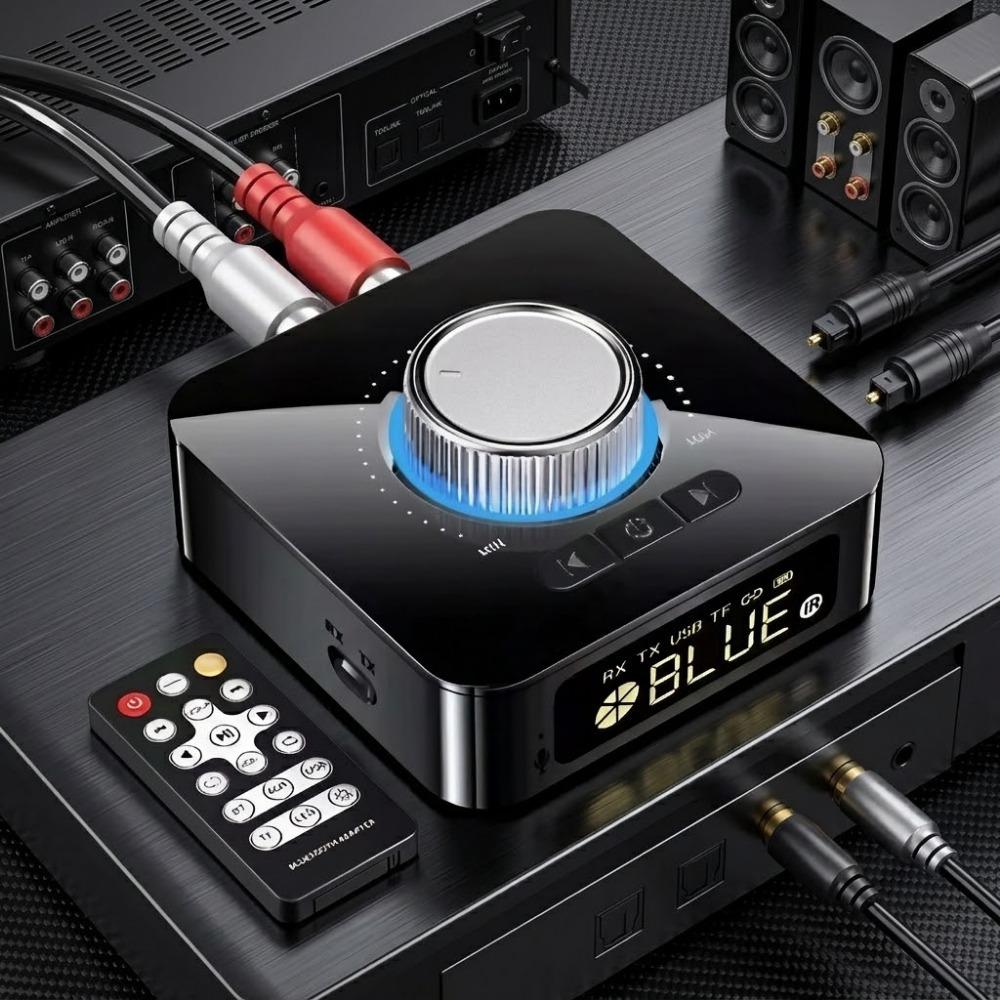 Low Latency 3D Surround Bluetooth 5.0 Audio Receiver Adapter, Wireless Converter with AUX Input RCA Output for Old Speakers, Car Home Stereo System, Multi-Device Portable Audio.