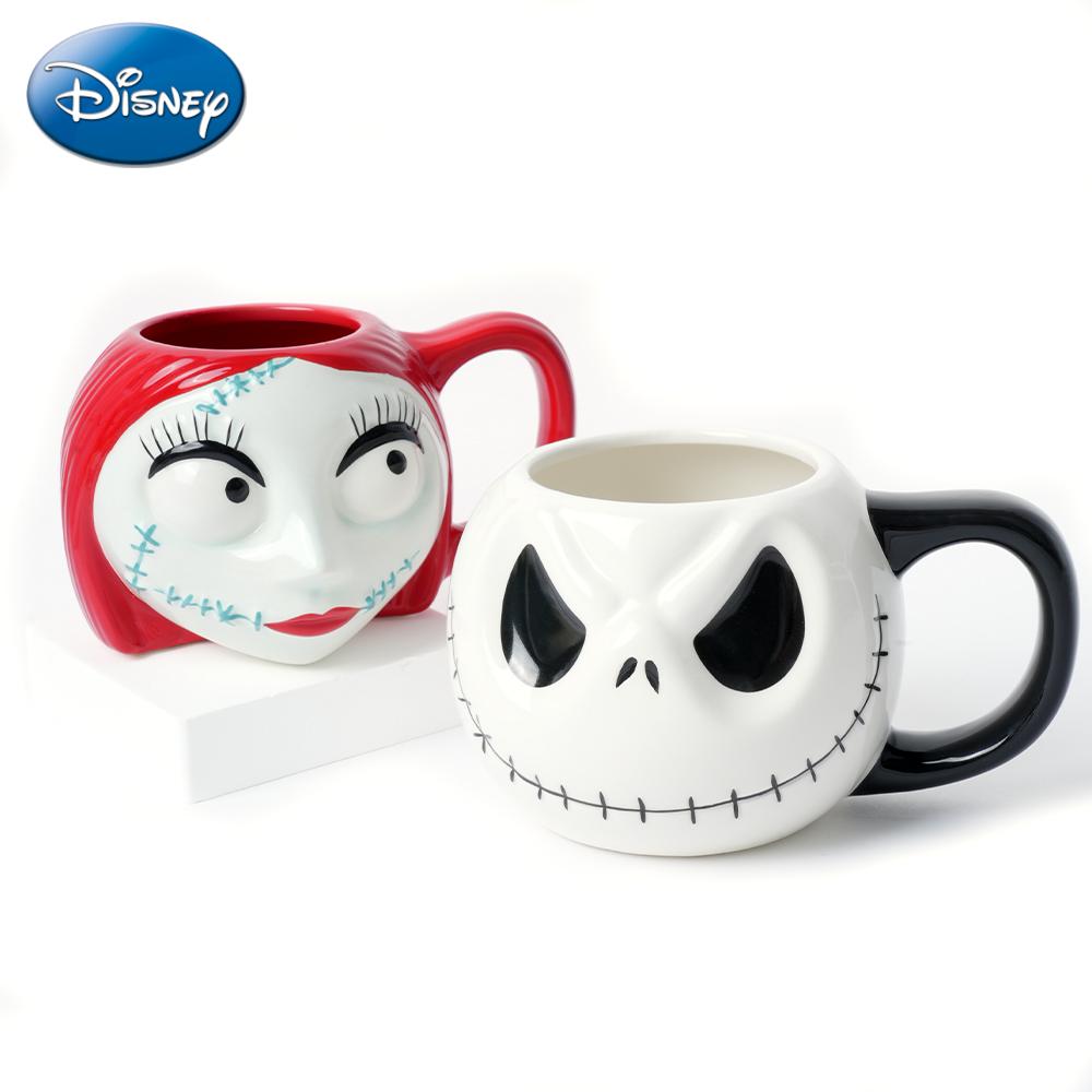 Disney Official Licensed Nightmare Before Christmas Jack & Sally Ceramic Mug 19 FL OZ Coffee Cup 1PC Couple Collectible Ornaments Perfect for Christmas & Valentine's Day Gifts MN-26816