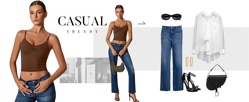 Avidlove Women V Neck Tank Top Spaghetti Strap Y2K Going Out Basic Cami Shirt