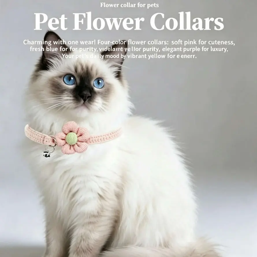 Pet Flower Collar with Bell, Universal Puppy Collar for Dogs and Cats, Teddy Dog and Poodle Neck Collar, Pet Accessories