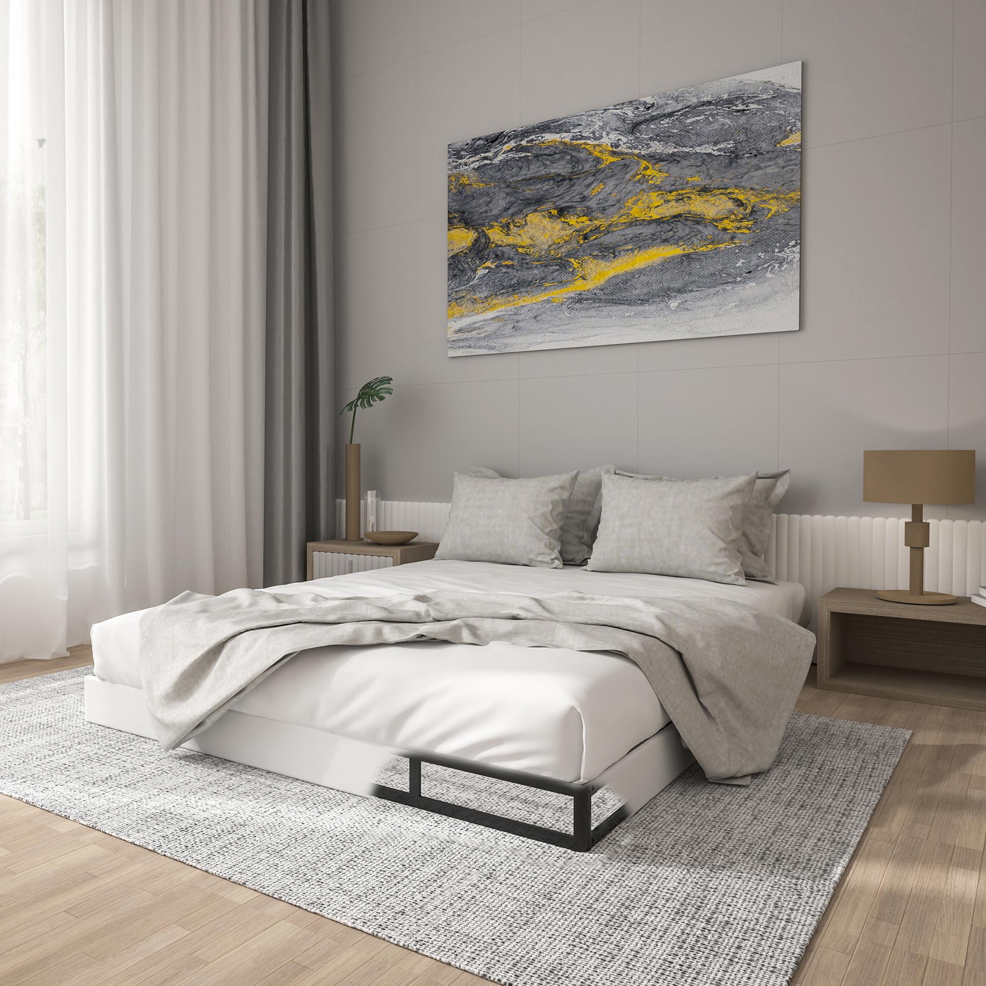 Edenza-Box Spring King 5 7 9 Inch High Metal Twin Full Queen Size with Heavy Duty Mattress Foundation, Fabric Cover, Easy Assemb l y, Quiet Noise-Free, Bedroom Furniture Luxury Bed Frame