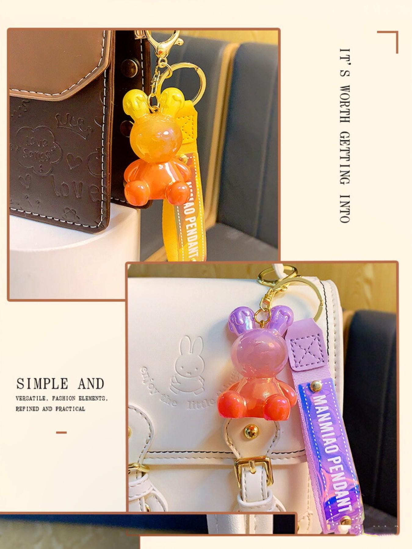 Creative Gradient Bunny Keychain, Cartoon Couple Car Bag Accessory, Rabbit Key Ring Small Gift, Holiday Gift for Friends and Besties