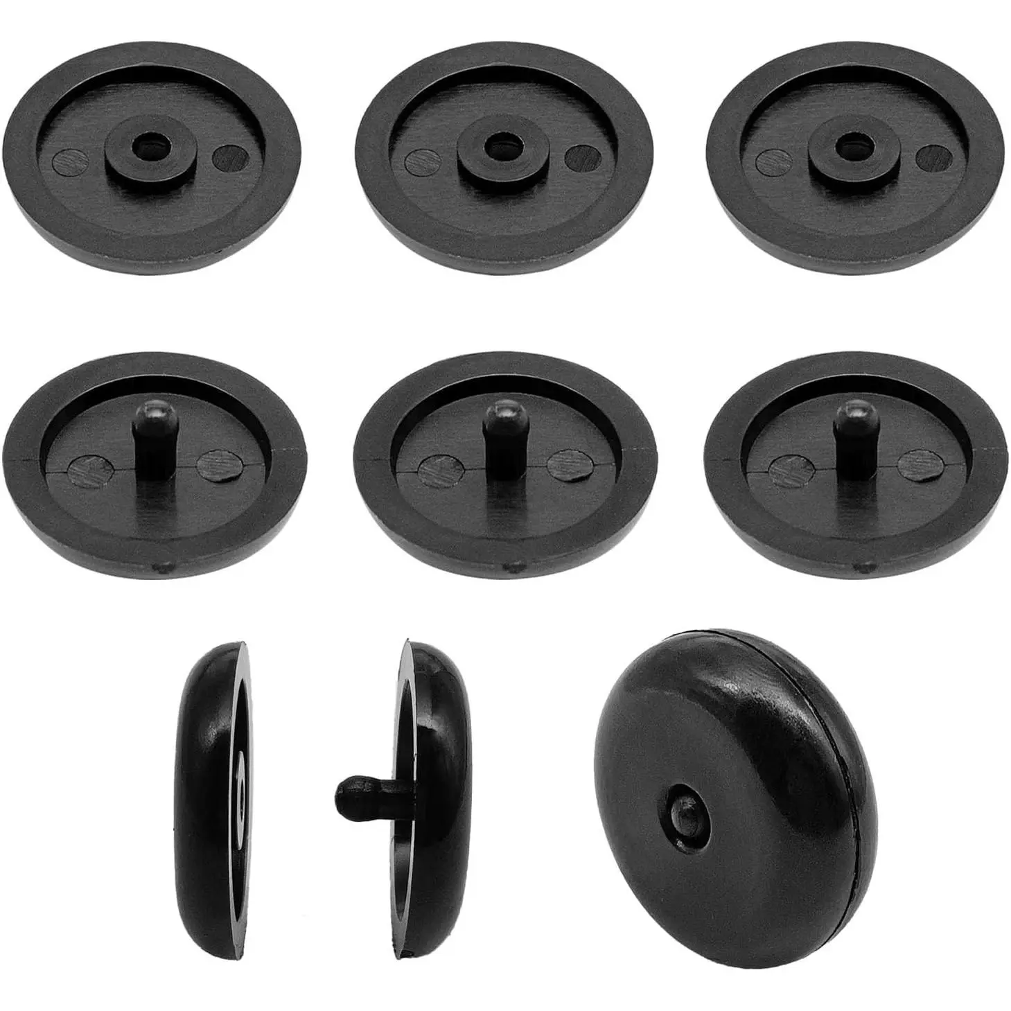 5 Sets Universal Fit Safety Belt Stopper Kit Plastic Snap-on Button Stop Prevents Safety Belt Buckle From Sliding Down Black