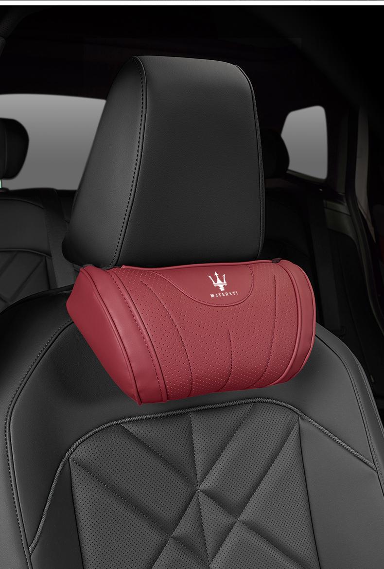 Car Headrest Neck Support Seat Lumbar Cushion Neck Pillow For Maserati Quattroporte GranTurismo MC20 Levante Ghibli Grecale President GranCabrio Coupe Spyder