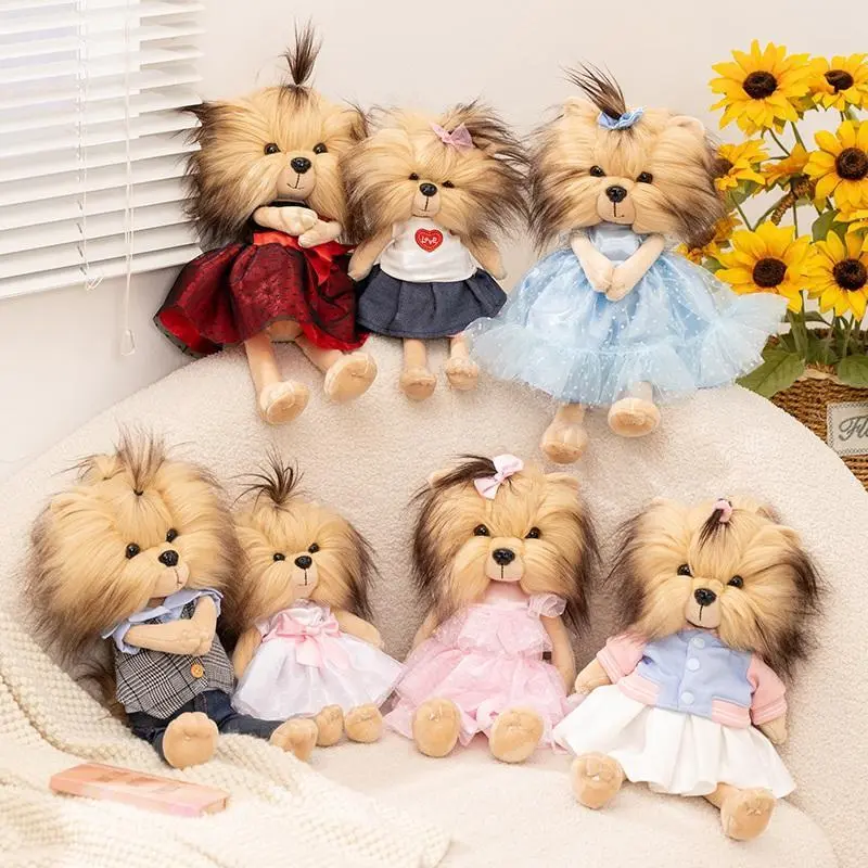 Lifelike Yorkshire Terrier Couple Plush Toys Realistic Simulation Stuffed Dog High Quality Fluffy Pet Puppy Dolls for All Ages