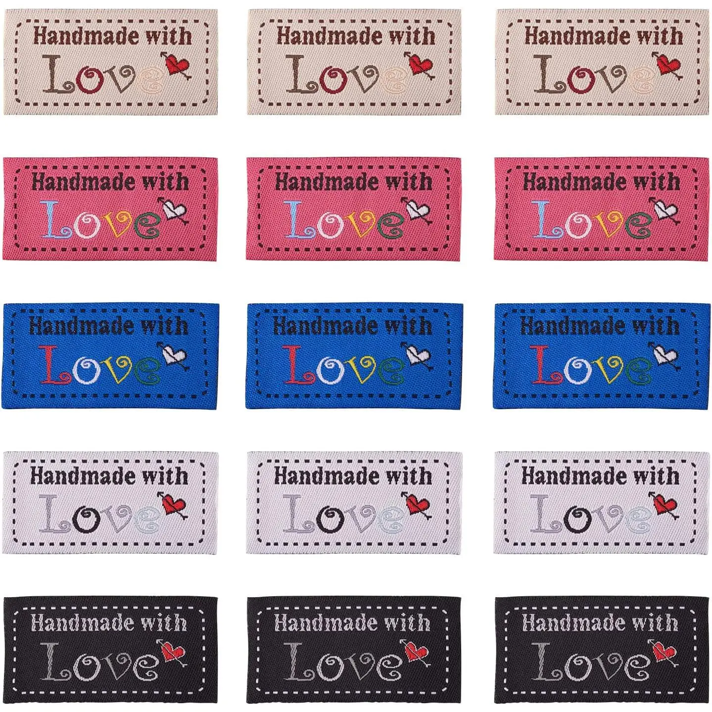 150 count Woven Sewing Labels 5 Color   & Love Cloth Labels Art Woven Tag Knitting Crafts Fashion Garment Sewing  for Sewing  Clothes  Personalized 25x50x0.5mm