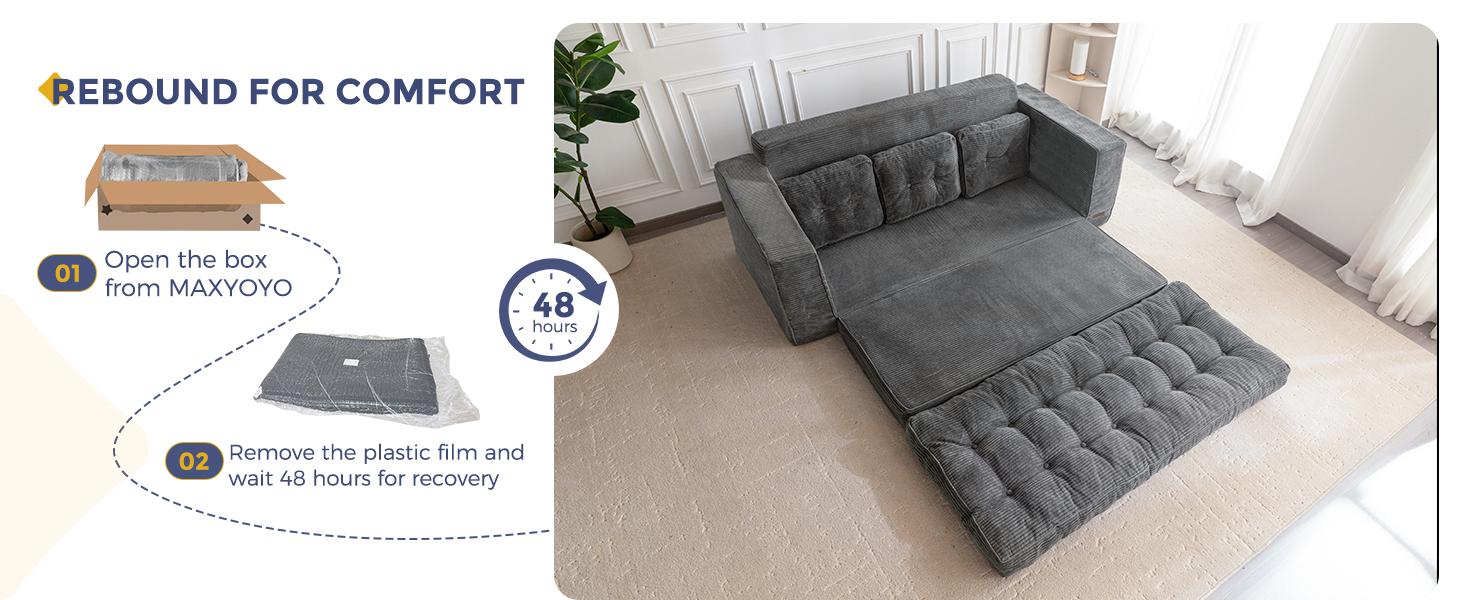 MAXYOYO Convertible Sofa Bed, Pull Out 3 Seater Sleeper Sofa, 2 in 3 Folding Couch Bed, Fold Out Floor Couch with Pillows for Living Room Bedroom Lounge MAXYOYO Convertible Sofa Bed, Pull Out 3 Seater Sleeper Sofa, 2 in 3 Folding Couch Bed, Fold Out Floor Couch with Pillows for Living Room Bedroom Lounge
