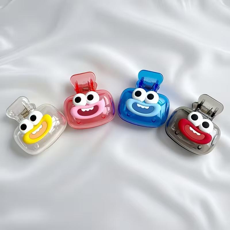4pcs Cute Smiley Face Toothbrush Protective Covers, Random Color Dopamine Matching, Home Travel Essential, Durable Washable Material, Toothbrush Protector