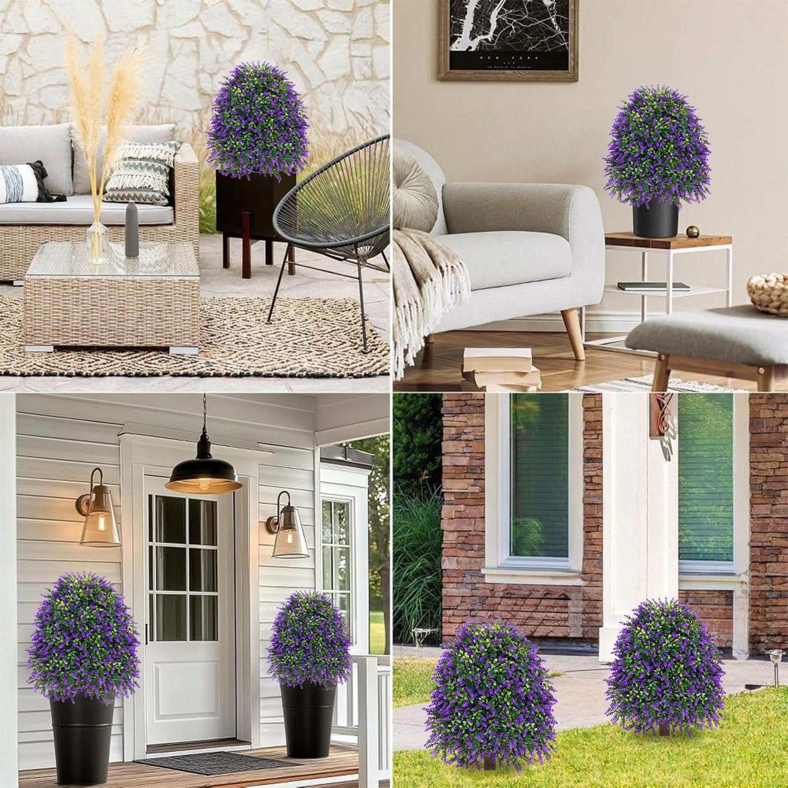 2 Pcs Topiary Artificial Plants for Outdoor Use, UV Resistant Fake Shrubs for Garden Front Porch Yard Balcony Decor, Lifelike Fake Plant