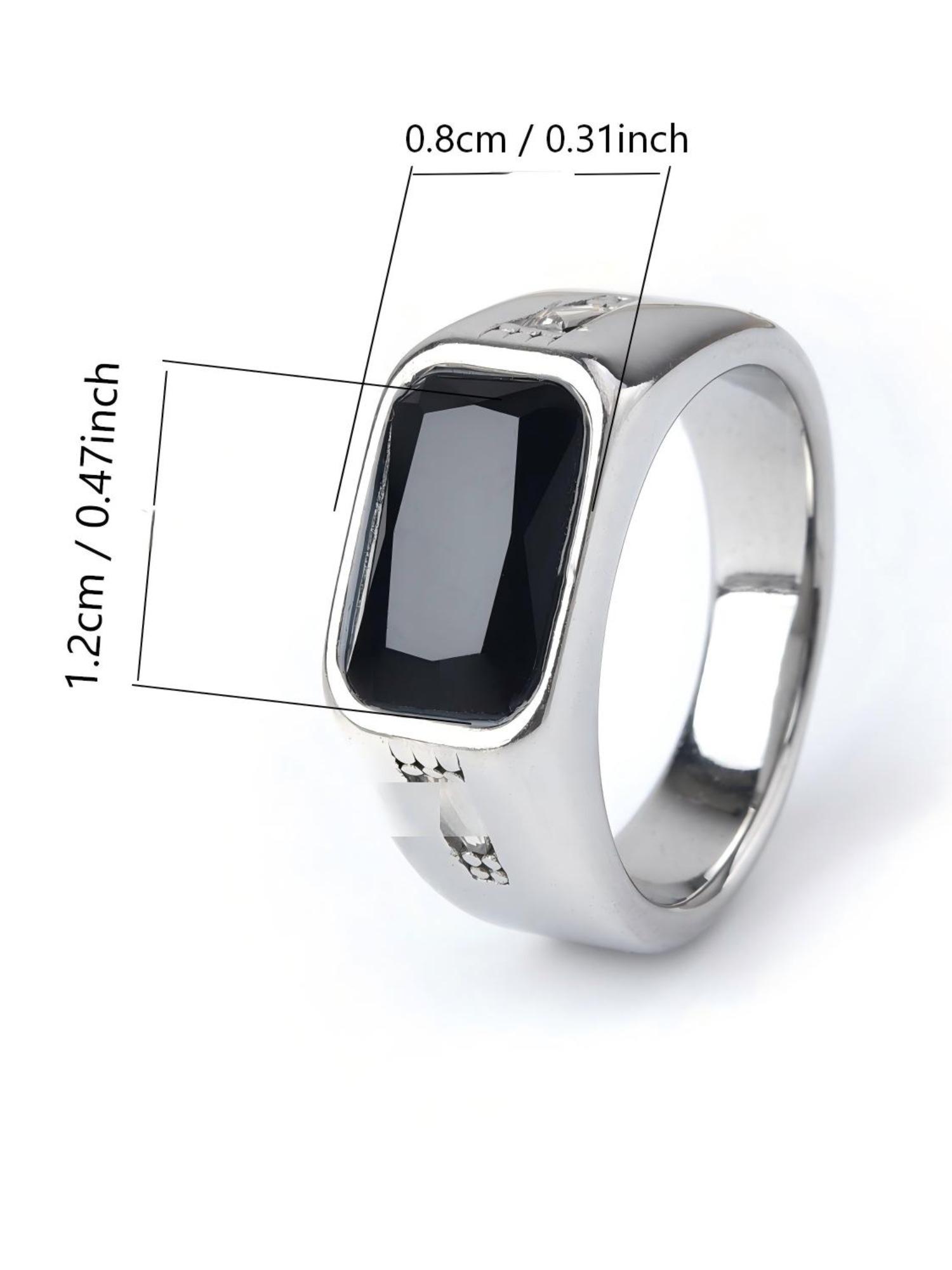 Men's Casual Stainless Steel Ring, Red Corundum Gemstone Accent, Minimalist Design Showcases Personality