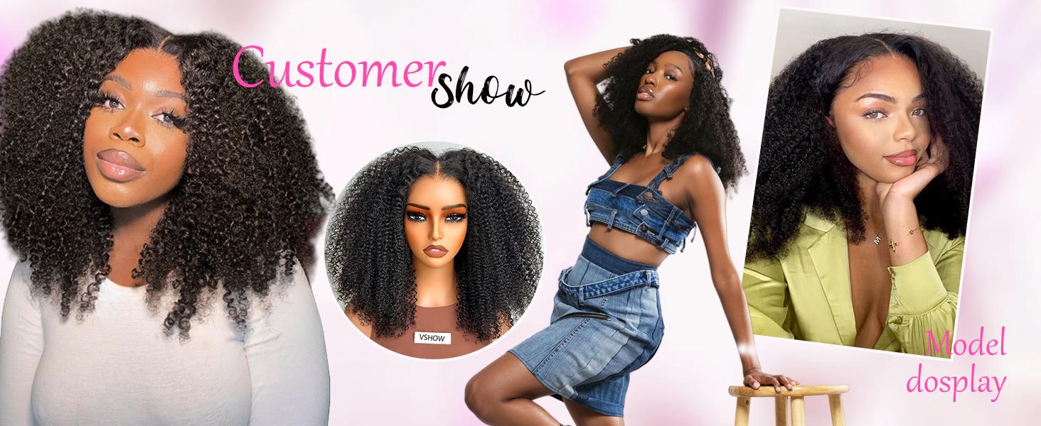 Afro Kinky Curly Glueless Wig 5x5 Bleached Knots Wear Go Wig Pre Cut HD Lace Front Wig 100% Kinky Curly Human Hair Wigs For Women