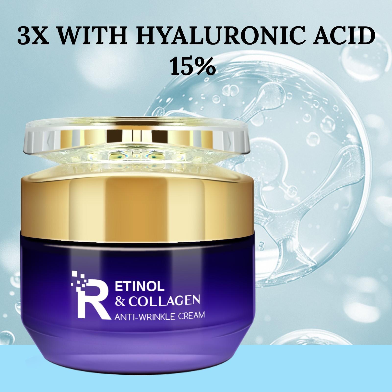 Retinol Face Cream, Anti-Wrinkle Collagen Moisturizer, Rich in Ceramides and Vitamin E, Deeply Nourishes and Hydrates, Fights Fine Lines