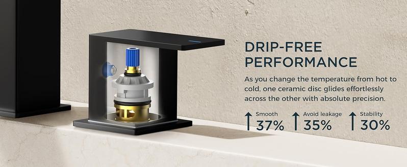 FORIOUS Bathroom Faucets 3 Hole Black Gold Brushed Nickel - 8 Inch Widespread Bathroom Sink Faucet Waterfall Spout with Pop Up Drain and Water Supply, Suitable for Vanity RV Commercial Lavatory Restroom