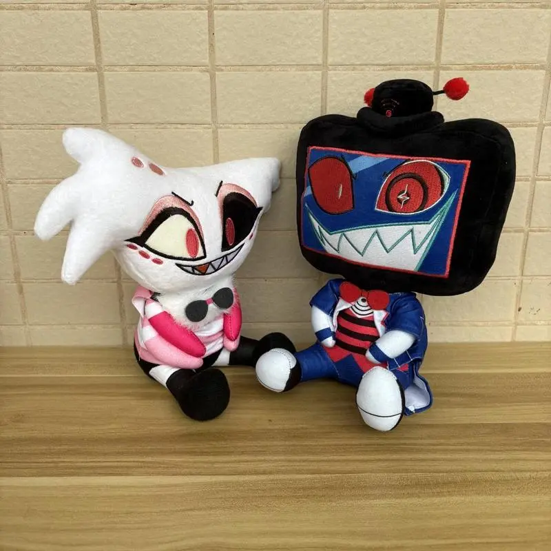 Latest 23cm Cosplay Animation Hazbin 3V Vox and Dust AD Angel Plush Toy Anime Hotel Stuffed Plushie Doll Throw Pillow Sofa Decor