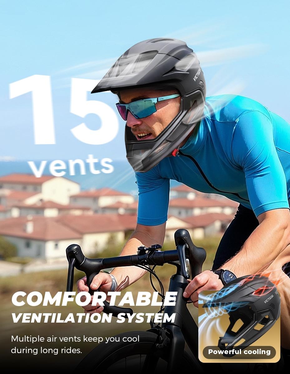 VICTGOAL Adult Detachable Mountain Bike Full Face Helmet, Men's Bicycle Head Protection, Off-Road MTB Safety Gear, Mbx Bmx Helmets, Motocross Helmet