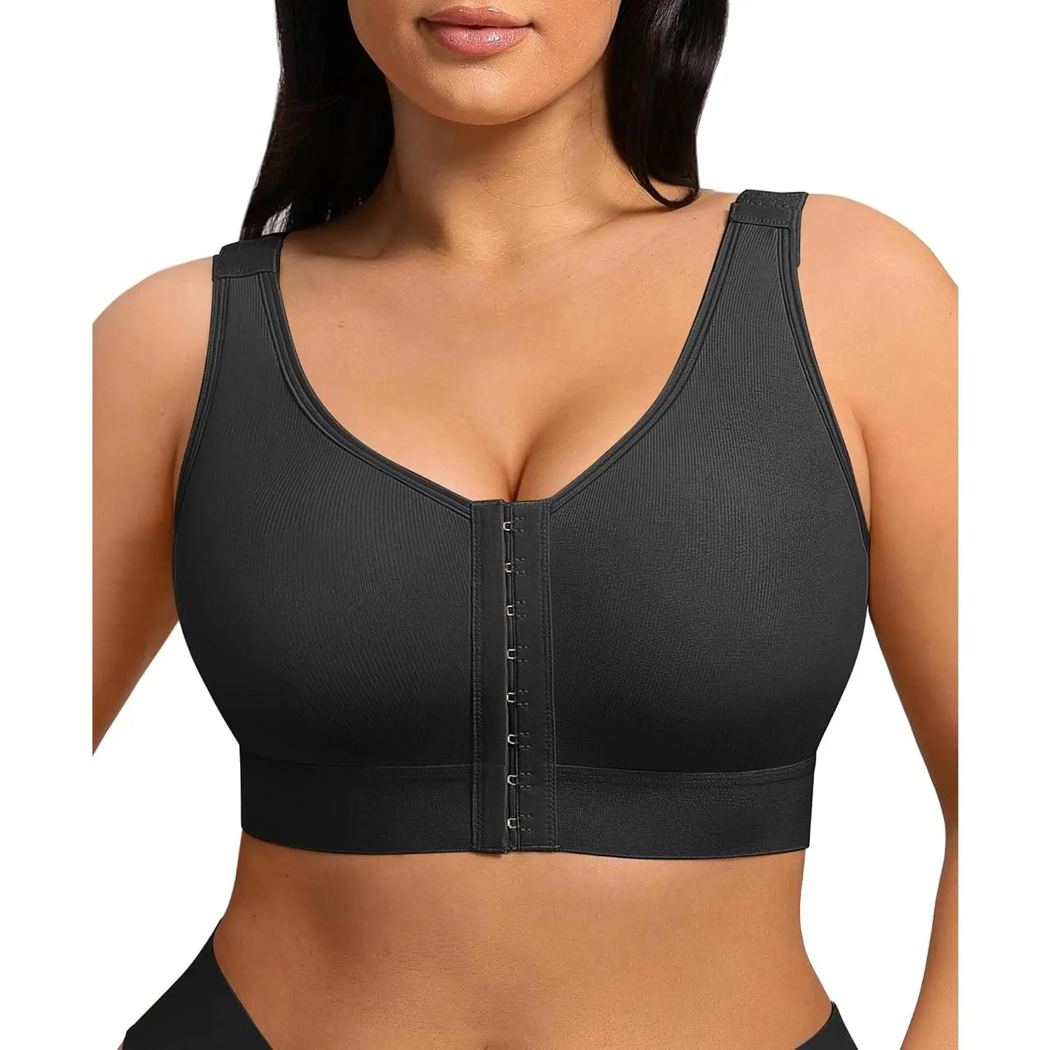 Front Closure Compression Post Surgery Bra for Surgical Recovery - Wireless Post Op Bra with Wide Band Back Support, Easy On/Off for Mastectomy, Everyday, Home, Outdoor UseGift
