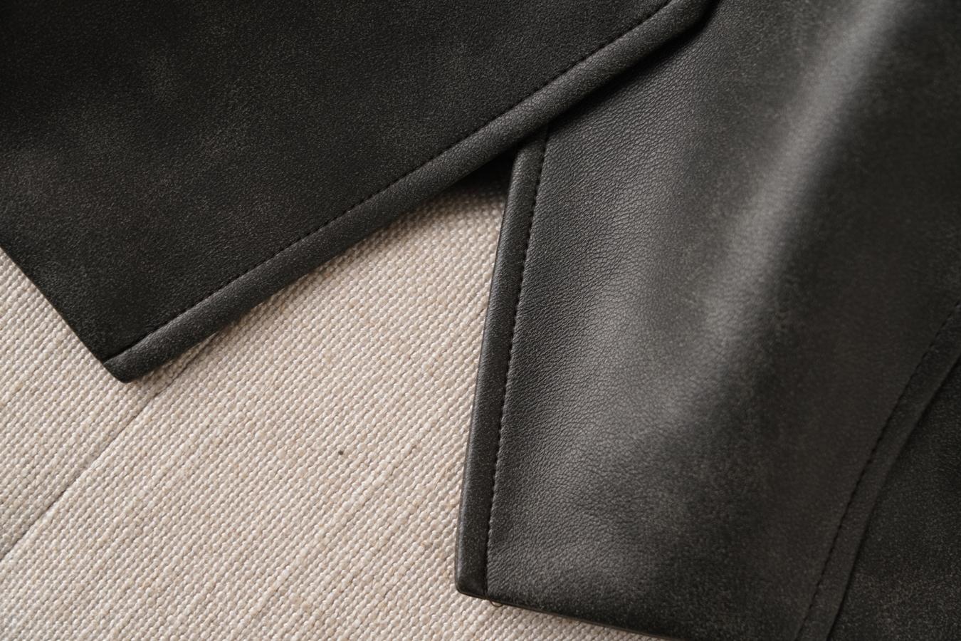 Women's Solid Color Button Front Pu Leather Vest, Fashion Casual V Neck Outerwear for Work Office Business, Ladies Spring & Fall Clothes