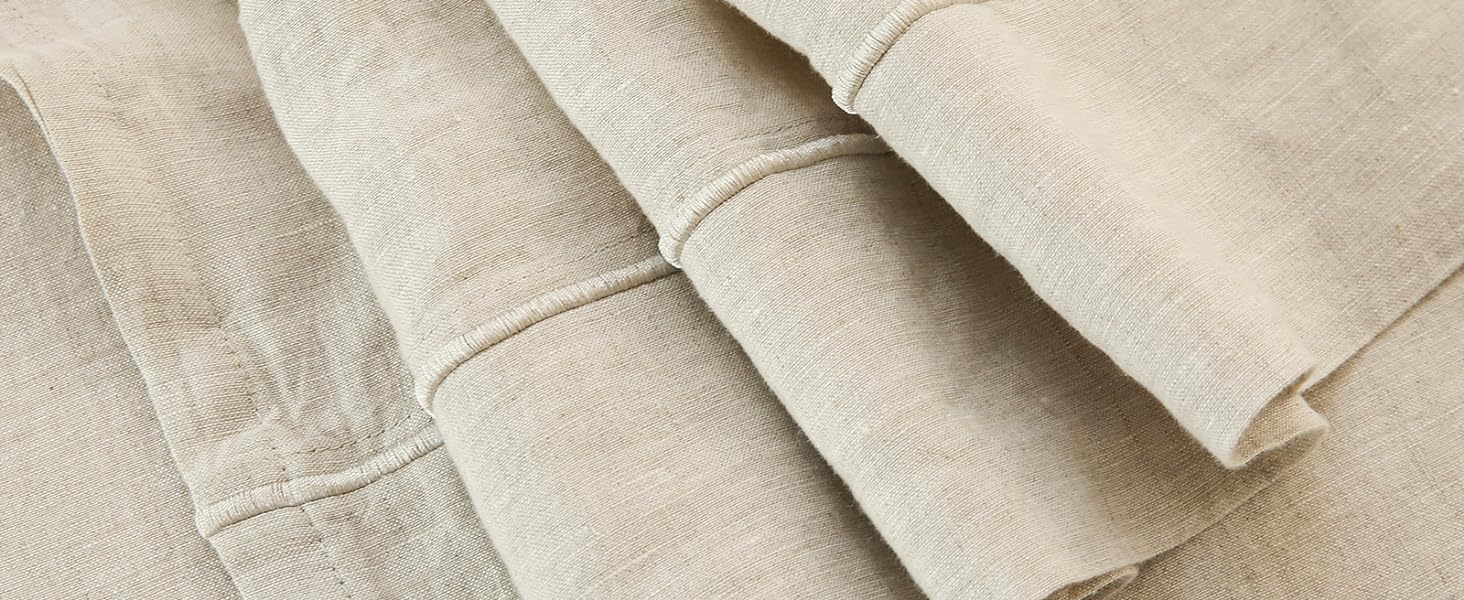 Simple&Opulence 100% Washed Linen Sheet Set, Natural France Flax Bed Sheet, Breathable,Ultra Soft,Farmhouse Bedding, Flat Sheet, Fitted Sheet, Pillowcase