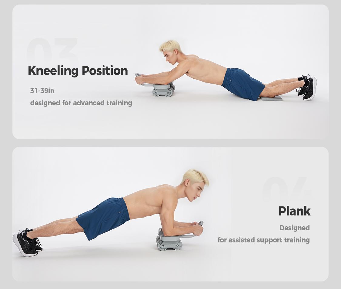 KEEP Ab Roller Wheel with Knee Mat, Automatic Rebound Abdominal Wheel with Elbow Support Ab Workout Equipment for Strengthening Core Muscles Abs Exercise Roller for Women Men