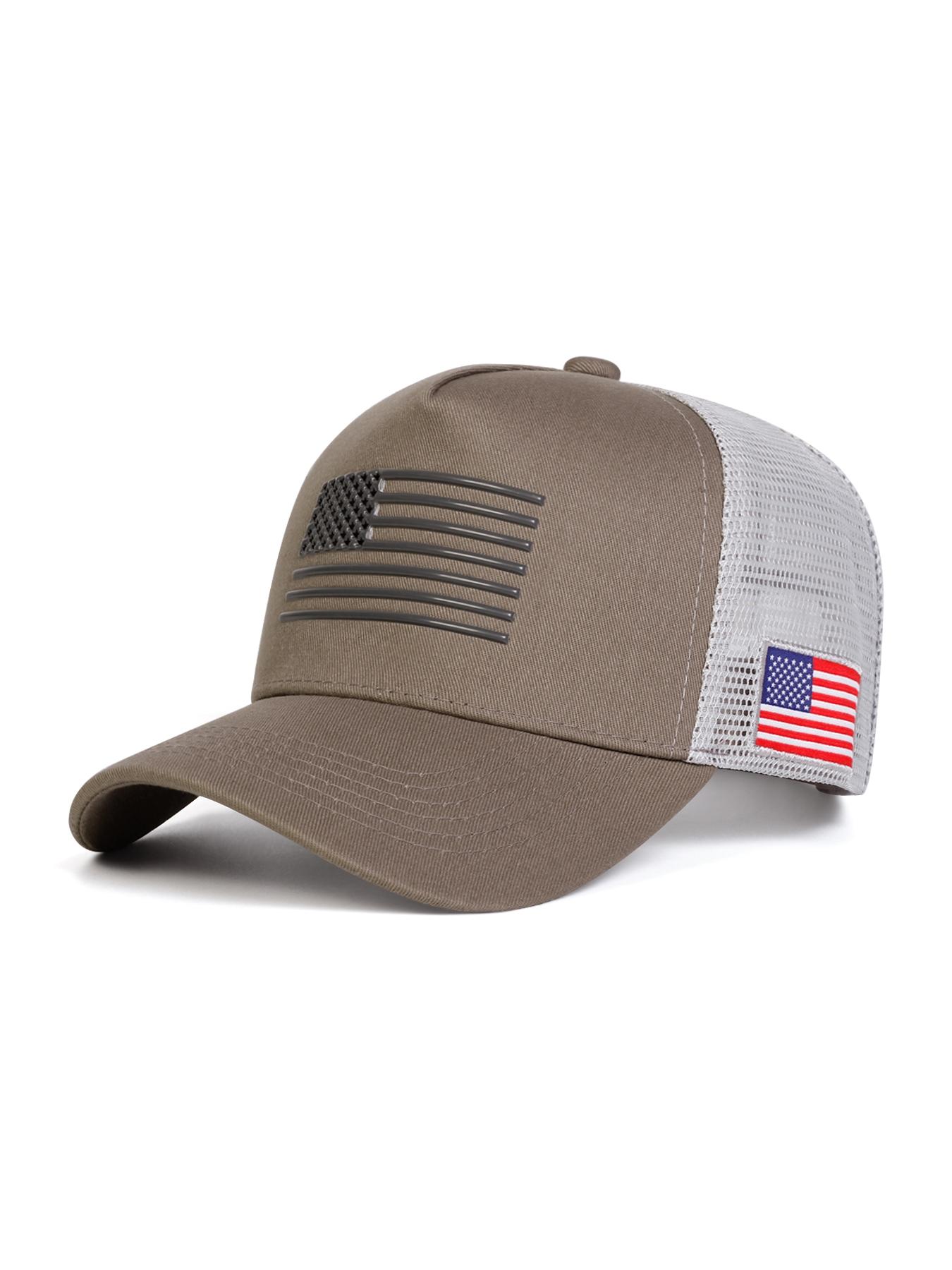 Unisex American Flag Baseball Cap, Breathable Cap, Adjustable Sun Protection Hat for Outdoor Travel Beach Vacation, Casual Fitted Woven Fabric Design