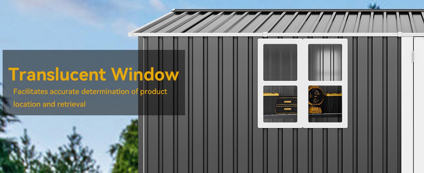 Yitahome 12x8FT Large Tool Storage Shed with Window, Lockable Doors, and Sloped Roof, Oversized Steel Outdoor Storage Shed for Garden, Patio, Garage, Backyard, Lawn - Dark Gray Yitahome 12x8FT Large Tool Storage Shed with Window, Lockable Doors, and Sloped Roof, Oversized Steel Outdoor Storage Shed for Garden, Patio, Garage, Backyard, Lawn - Dark Gray