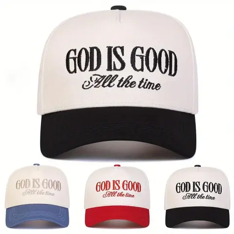 Unisex Adult Fit 56-60cm Baseball Style Cap, God Is Good Letter Patch Embroidery, Adjustable Sun Protection Hat for Spring Autumn Travel