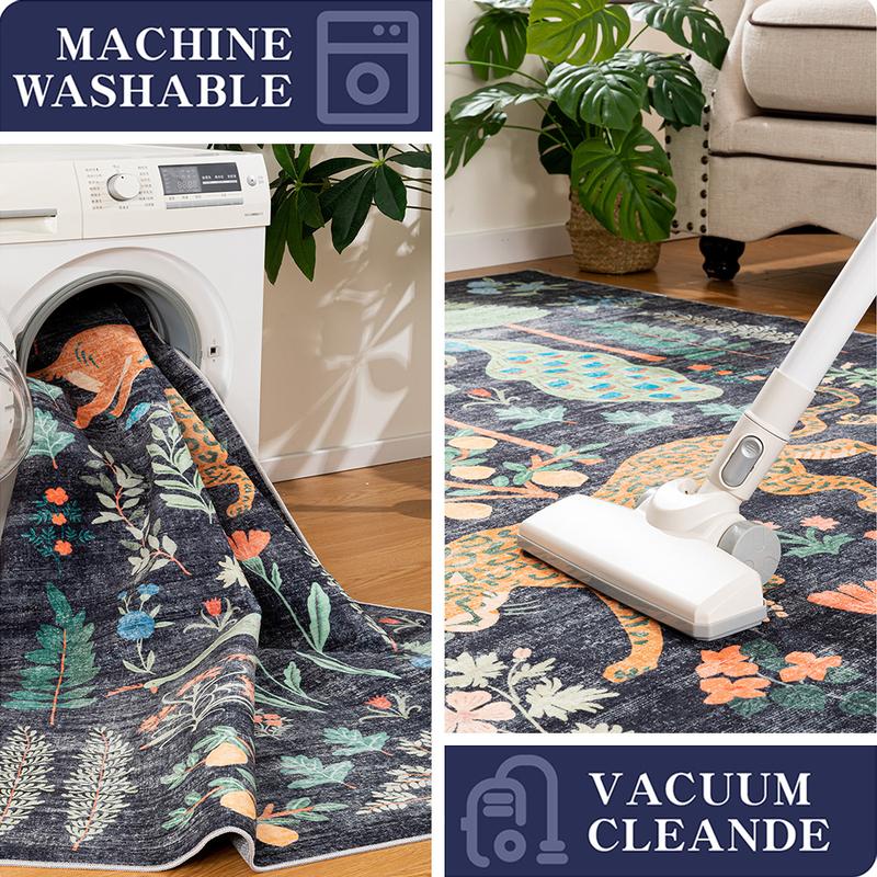 YIHOUSE Animal Pattern Area Rug Machine Washable Non-Slip Low Pile Stain Resistant for Living Room Bedroom Kids Room Home Decor Soft and Easy to Clean