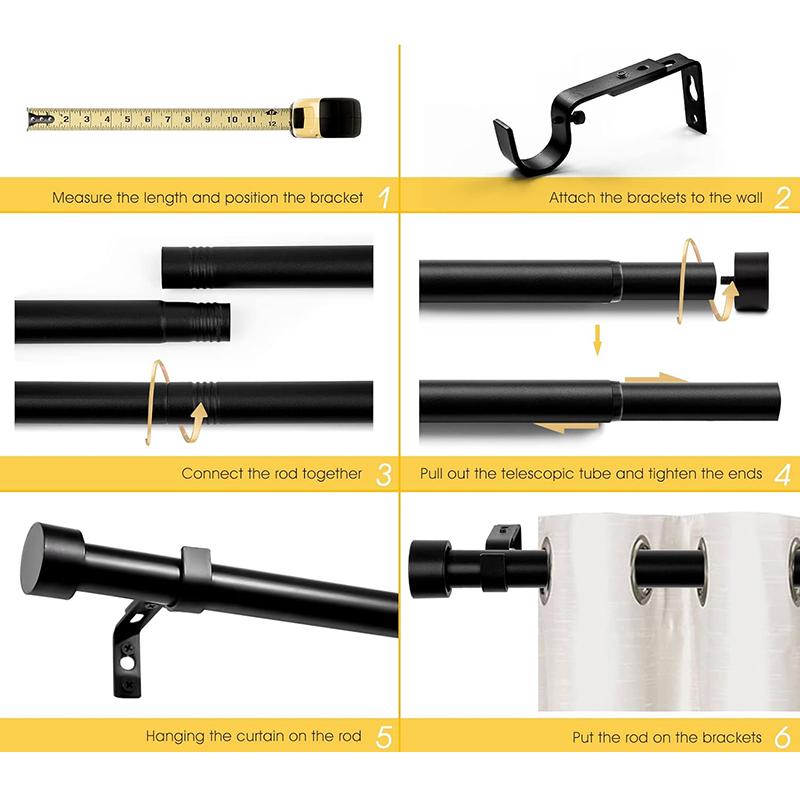 Heavy Duty Curtain Rods for Windows, Drapery Rods with Adjustable Curtain Rods, Outdoor Modern Curtain Rod with Simple End Caps Black Outdoorfun Heavy Duty Curtain Rods for Windows, Drapery Rods with Adjustable Curtain Rods, Outdoor Modern Curtain Rod with Simple End Caps Black Outdoorfun