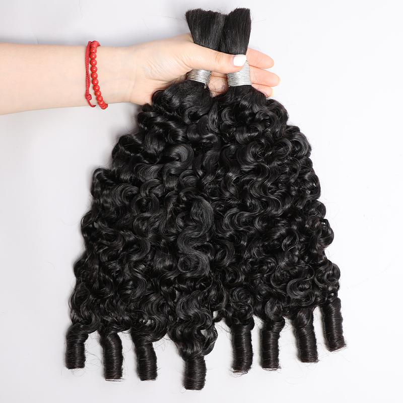 VIPbeauty Boho Human Braiding Hair Burmese Curly Bulk for Daughter/Friend For Bohemian Knotless Braids Spriral Curly End No Weft 1/3 Bundles 100g/1 Bundles  1B Natural Black Salon-Quality