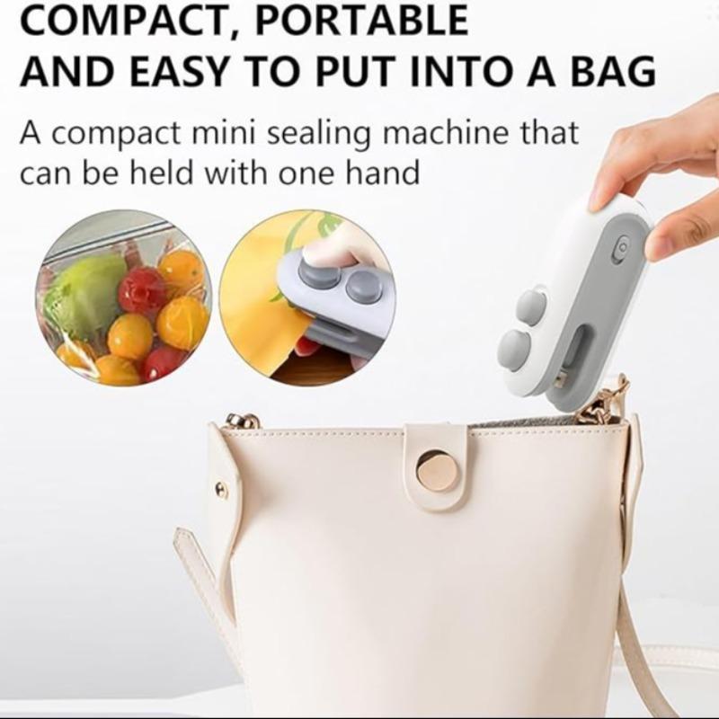 Mini Snack Bag Sealer Machine, Dual-Function USB Rechargeable Heating Sealer, Plastic Electric Heat Sealer, Portable Food Preserver