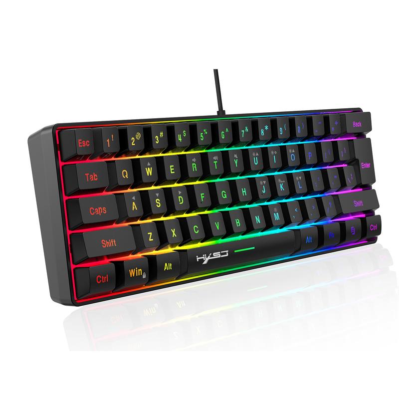 Gaming Keyboard & Mouse Combo - 61 Keys, Compact RGB Wired Keyboard Mouse, Ergonomic Design RGB Backlight Keyboard for PS4, Xbox, PC, Laptop, Mac, Mini, Keyboard