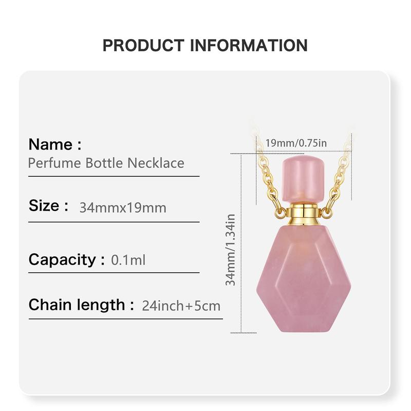 Crystal Perfume Bottle Pendant Necklace for Essential Oils and Fragrance, Unique Natural Crystal for Aromatherapy, Amethyst Healing Jewelry
