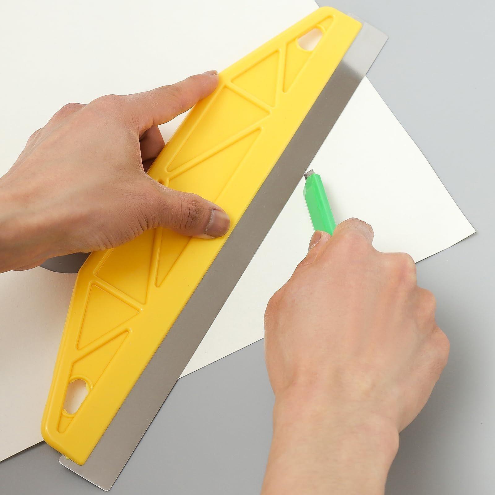 Professional 12-Inch Metal Plastic Paint Shield, Ergonomic Handle, Heavy-Duty Wall Painting Tool, Precision Trimming, Wallpaper Cutting, Durable