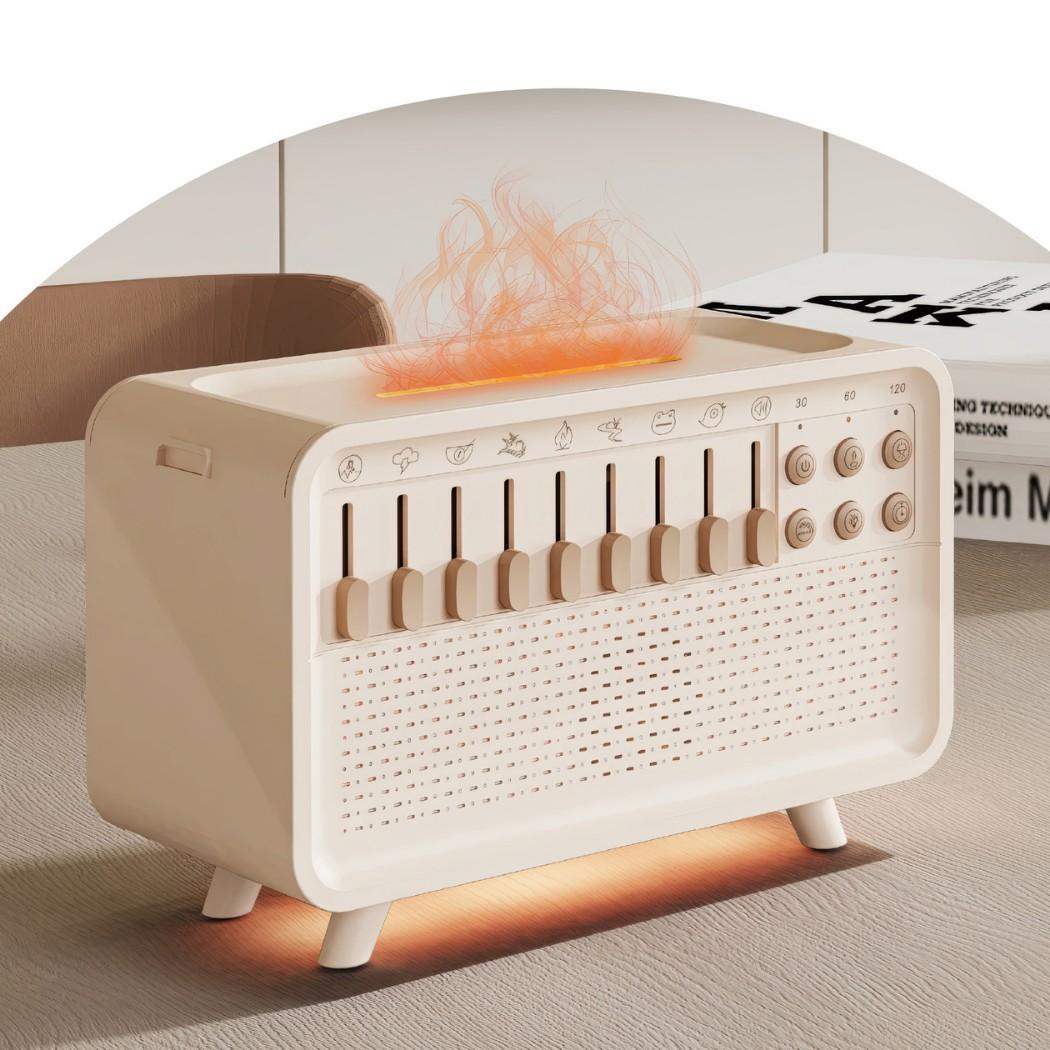 White Noise Flame Diffuser Bluetooth Speaker White Noise Aromatherapy Humidifier Night Light Combination Of 8 Group Nature Sound Sleep Aid Customized Gifts