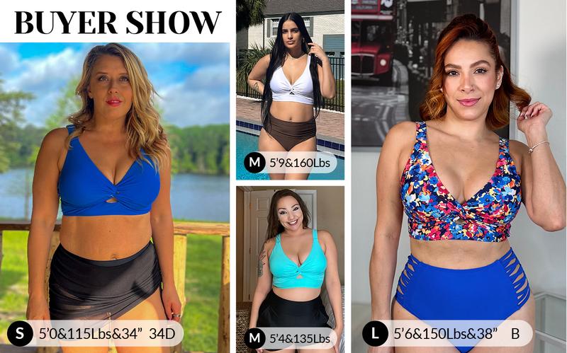 Yonique Women Bikini Top Only - Supportive Swimsuit Top Large Bust Bathing Suit Top Cut Out Twist Swim Top