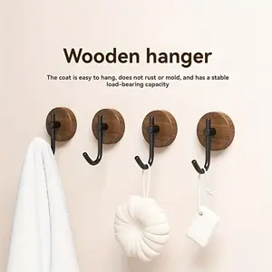 [3pcs] [Walnut Wood Hook with Storage] Walnut Wood Hook Clothes Hook Key Hook Bathrobe Towel Hook Auxiliary Hook Household Storage Hook
