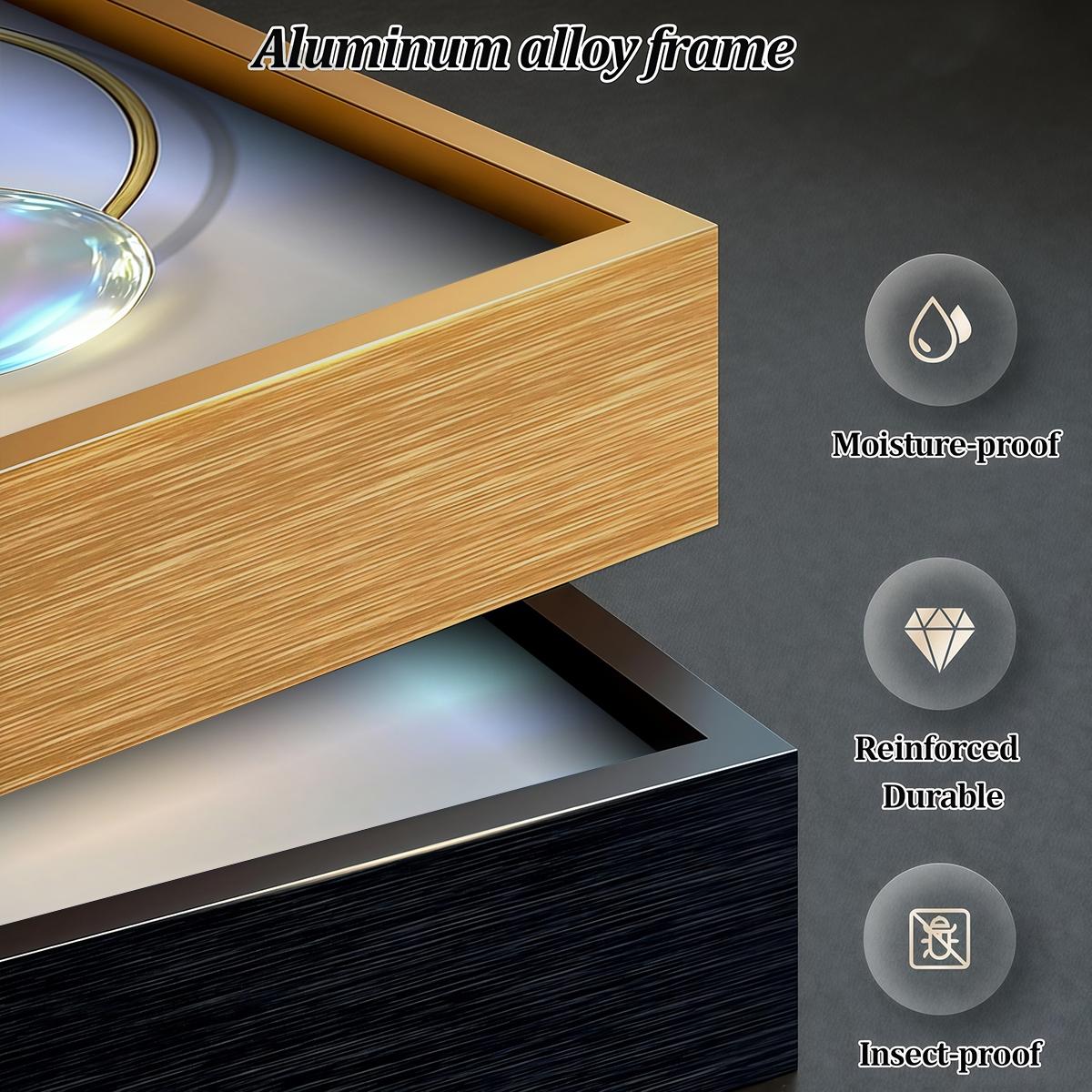 3 Counts Aluminum Alloy Framed Painting, Abstract Iridescent Glass Circles Design, Home Decoration For Living Room, Bedroom, Office, Restaurant, Hallway Wall Decor, Odorless Print Artwork, Luxury Perfect Gift For Friends And Family