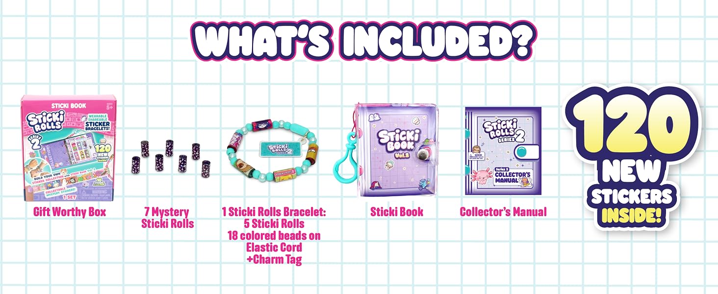 - The Original Wearable Shareable Toy Sticker Bracelet + Collection Book| Includes 120 Mini Stickers| Over 1000 Fun Sticker Designs to Collect!(Series 2)