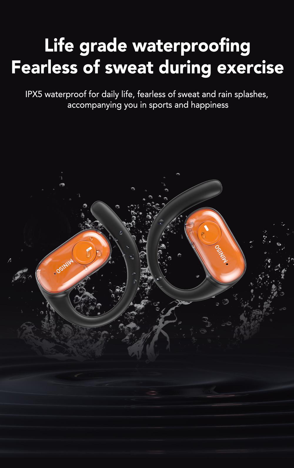 MINISO MS185 OWS Open Ear Wireless Bluetooth Earbuds Quicksand Luminous Headphones HIFI Sound Quality Sports Headphones IPX5 Waterproof With microphone