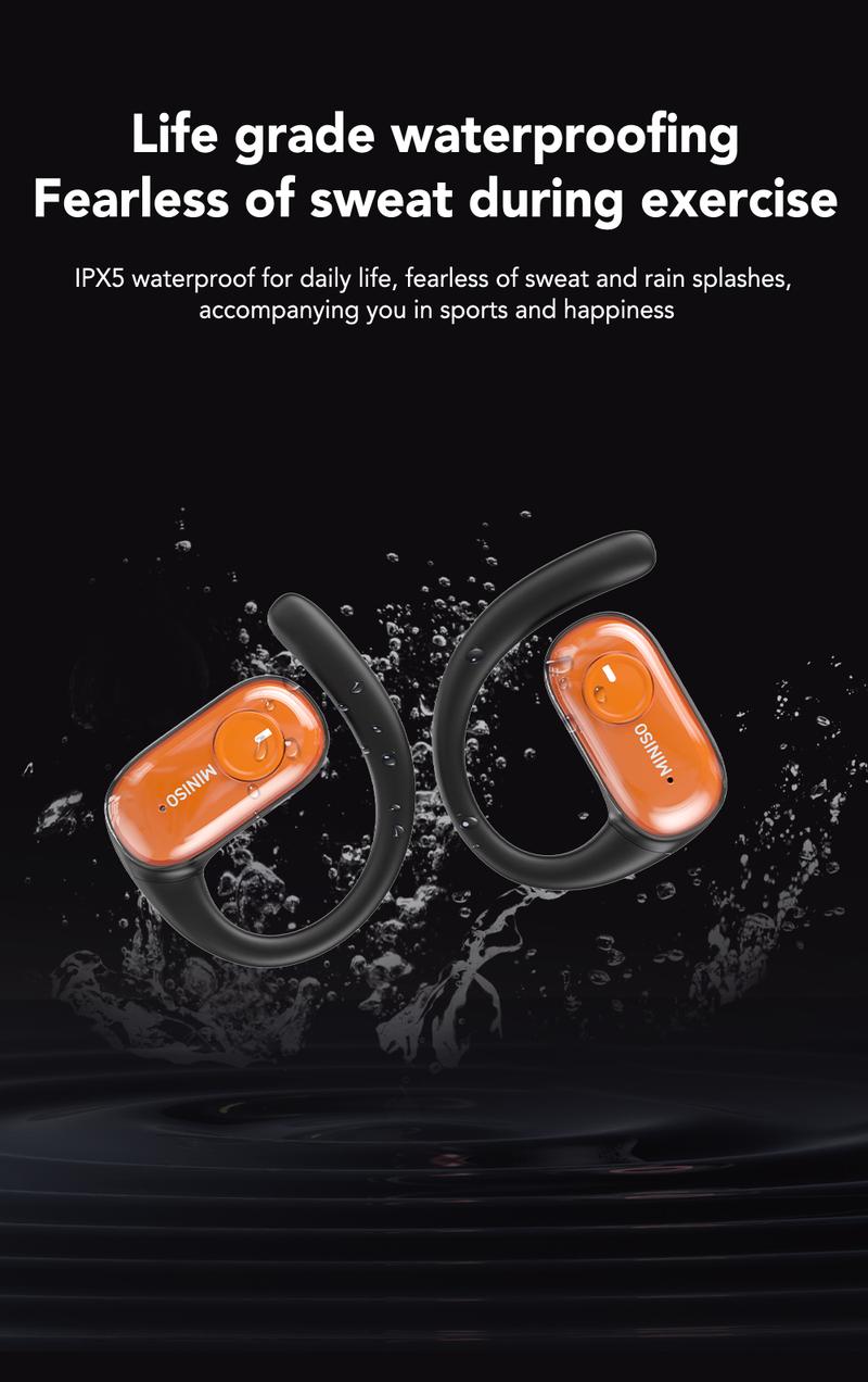 MINISO MS185 OWS Open Ear Wireless Bluetooth Earbuds Quicksand Luminous Headphones HIFI Sound Quality Sports Headphones IPX5 Waterproof With microphone