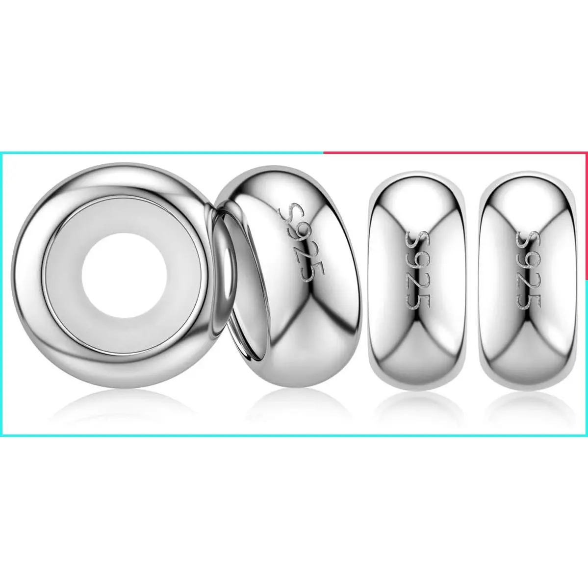 925 Sterling Silver Clip Spacer Charm Bracelet Stopper Beads